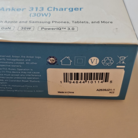ANKER 313 Folding Fast-Charging Charger: USB-C 30W, GaN, PowerIQ 3.0 - WHITE - Picture 7 of 7